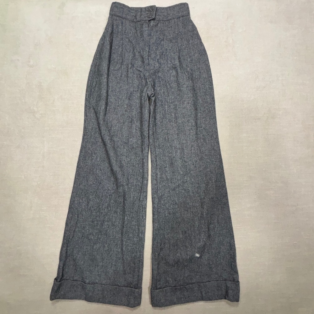 Vtg 70s Bobbie Brooks Wool‎ Blend High Waisted Wide Leg Tailored Pants Size 7